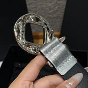 Fortok Chanel Metallic Leather Belt Silver - 2