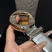 Fortok Chanel Metallic Leather Belt Silver - 3