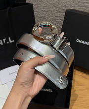 Fortok Chanel Metallic Leather Belt Silver - 4