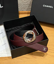 Fortok Chanel Leather Belt Burgundy  - 1