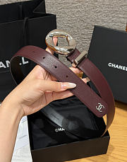Fortok Chanel Leather Belt Burgundy  - 6