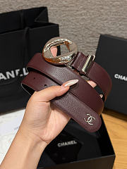 Fortok Chanel Leather Belt Burgundy  - 2