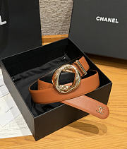 Fortok Chanel Leather Belt Cognac Brown/Light Gold - 1