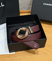 Fortok Chanel Leather Belt Burgundy/Light Gold - 1