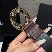 Fortok Chanel Leather Belt Burgundy/Light Gold - 5
