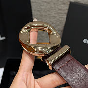 Fortok Chanel Leather Belt Burgundy/Light Gold - 4