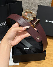 Fortok Chanel Leather Belt Burgundy/Light Gold - 2