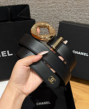 Fortok Chanel Leather Belt Black/Gold - 4