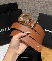 Fortok Chanel Leather Belt Cognac Brown/Gold - 6