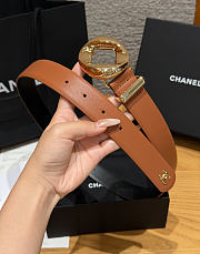 Fortok Chanel Leather Belt Cognac Brown/Gold - 3