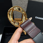 Fortok Chanel Leather Belt Burgundy/Gold - 6