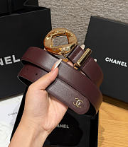 Fortok Chanel Leather Belt Burgundy/Gold - 5