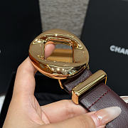 Fortok Chanel Leather Belt Burgundy/Gold - 4