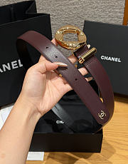 Fortok Chanel Leather Belt Burgundy/Gold - 3