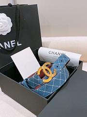 Fortok Chanel Quilted Calfskin & Gold-Tone Metal Leather Belt Blue - 1