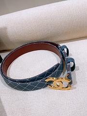 Fortok Chanel Quilted Calfskin & Gold-Tone Metal Leather Belt Blue - 6