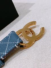 Fortok Chanel Quilted Calfskin & Gold-Tone Metal Leather Belt Blue - 3