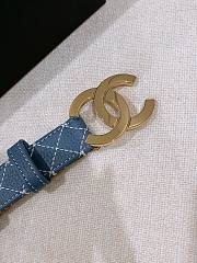 Fortok Chanel Quilted Calfskin & Gold-Tone Metal Leather Belt Blue - 5