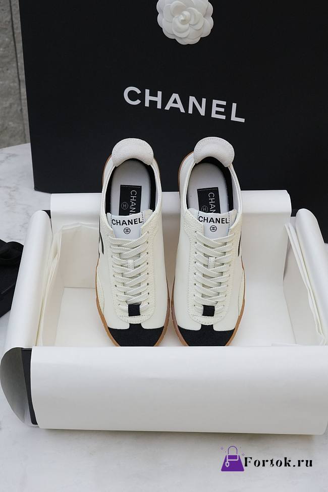 Fortok Chanel Calfskin Embossed Suede Sneakers  - 1