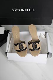 Fortok Chanel Lambskin CC Cutout Mules Beige - 1