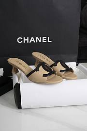 Fortok Chanel Lambskin CC Cutout Mules Beige - 6