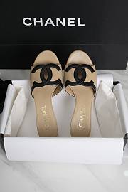 Fortok Chanel Lambskin CC Cutout Mules Beige - 2