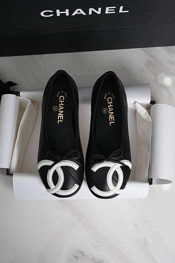 Fortok Chanel Coco Beach 2026 Black Lambskin Ballet Flats