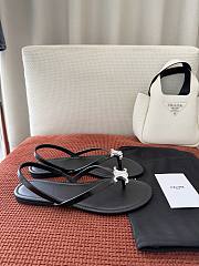 Fortok Celine Bay Triomphe Thong Sandals Black Calfskin - 5
