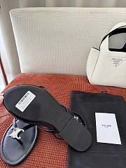 Fortok Celine Bay Triomphe Thong Sandals Black Calfskin - 4