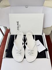 Fortok Celine Bay Triomphe Thong Sandals White Calfskin - 1