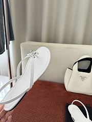 Fortok Celine Bay Triomphe Thong Sandals White Calfskin - 6