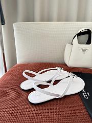 Fortok Celine Bay Triomphe Thong Sandals White Calfskin - 5