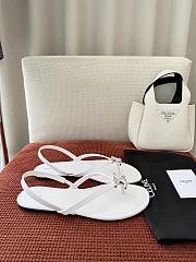 Fortok Celine Bay Triomphe Thong Sandals White Calfskin - 3