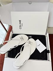 Fortok Celine Bay Triomphe Thong Sandals White Calfskin - 2