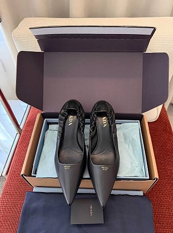 Fortok Prada Leather Pumps Pointed Shoes Black