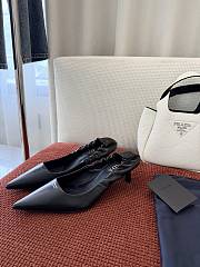 Fortok Prada Leather Pumps Pointed Shoes Black - 4