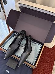 Fortok Prada Leather Pumps Pointed Shoes Black - 3
