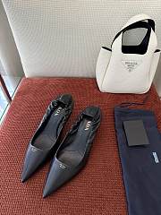 Fortok Prada Leather Pumps Pointed Shoes Black - 2