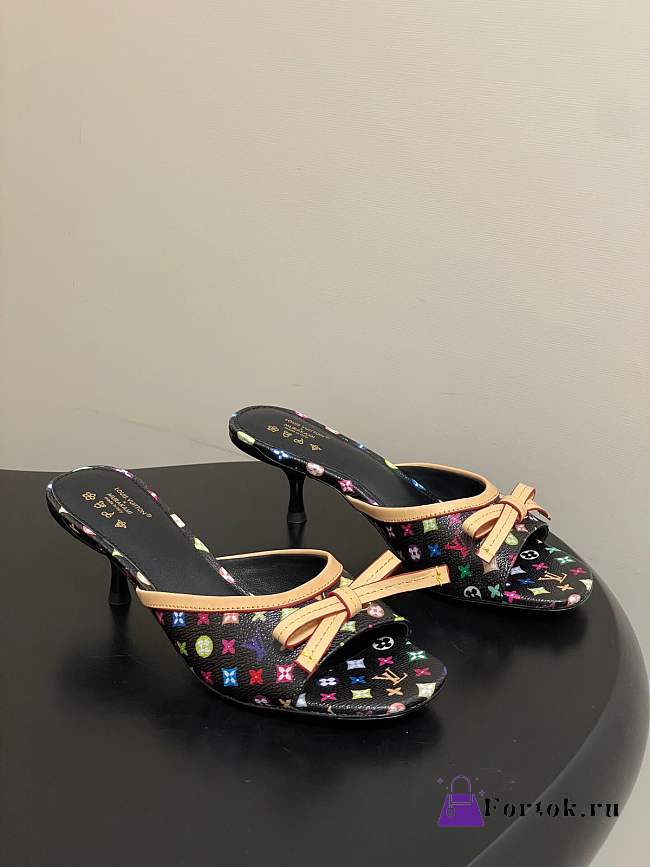 Fortok Louis Vuitton x Takashi Murakami 6AM Mules Bow Black - 1