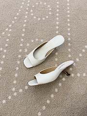 Fortok Salvatore Ferragamo Square-toe Slip-on Mules Kitten Heels White 5.5cm - 6