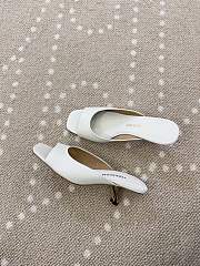 Fortok Salvatore Ferragamo Square-toe Slip-on Mules Kitten Heels White 5.5cm - 2