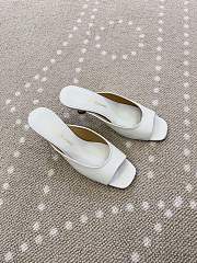 Fortok Salvatore Ferragamo Square-toe Slip-on Mules Kitten Heels White 5.5cm - 1