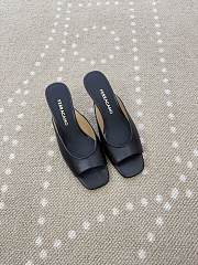 Fortok Salvatore Ferragamo Square-toe Slip-on Mules Kitten Heels Black 5.5cm - 1