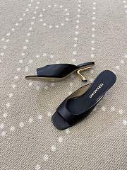 Fortok Salvatore Ferragamo Square-toe Slip-on Mules Kitten Heels Black 5.5cm - 5