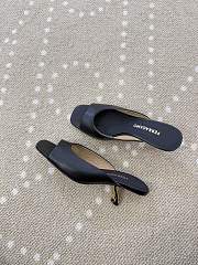 Fortok Salvatore Ferragamo Square-toe Slip-on Mules Kitten Heels Black 5.5cm - 4