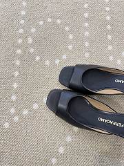 Fortok Salvatore Ferragamo Square-toe Slip-on Mules Kitten Heels Black 5.5cm - 3