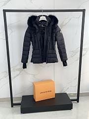 Fortok Moncler Grenoble Beverley Short Down Puffer Ski Jacket Fur-trimmed Hood Black - 6