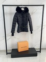 Fortok Moncler Grenoble Beverley Short Down Puffer Ski Jacket Fur-trimmed Hood Black - 4