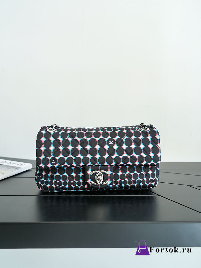 Fortok Chanel Polka-dot Nylon Flap Bag 3D Optical-illusion Dot Print 26*15cm - 1