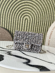 Fortok Chanel Flap Bag Black And White Sequined 20-12-6cm - 1